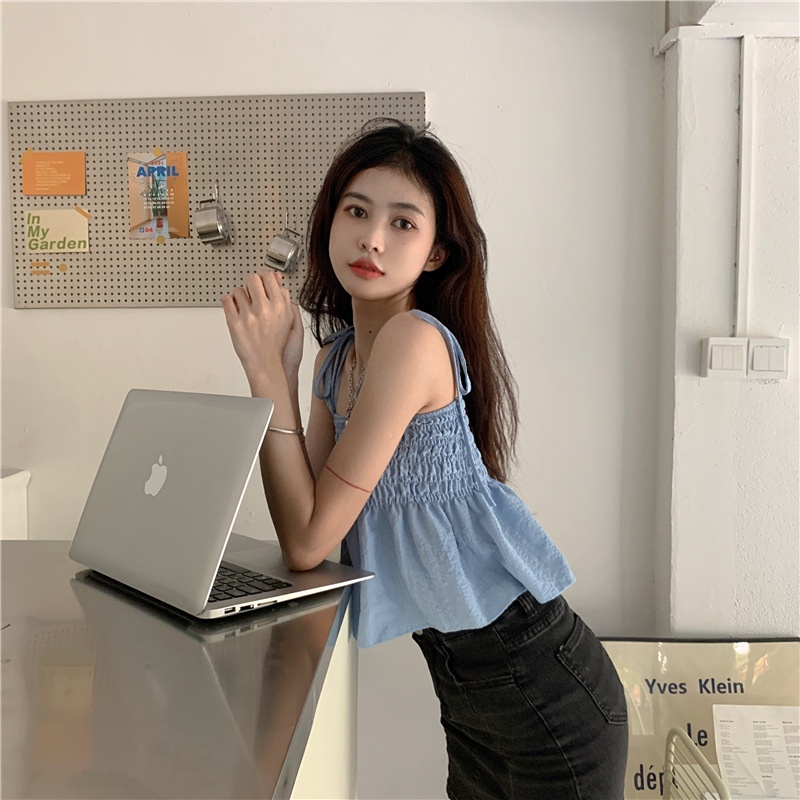 [Augustcloth] Áo hai dây thắt cột buộc vai phong cách Hàn Quốc