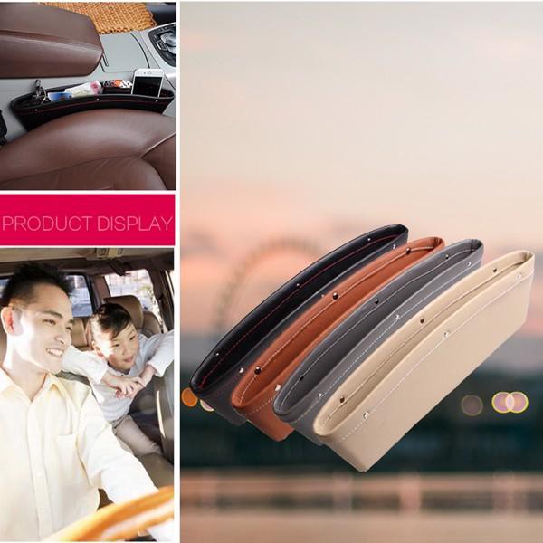 Túi để đồ kẹp khe ghế ô tô da cao cấp - Túi da chèn khe ghế xe hơi cao cấp