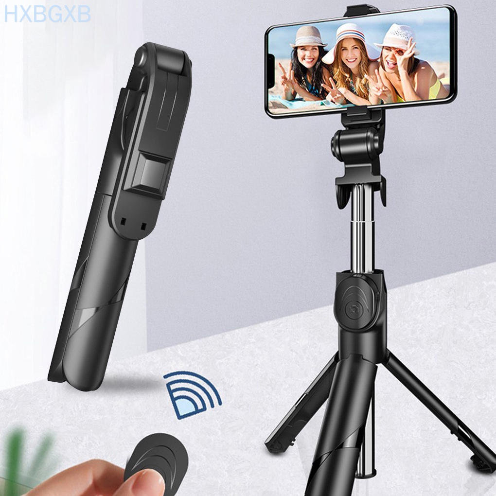 HXBG Mobile Phone Selfie Stick Telescopic Selfie Tripod Live Streaming Bluetooth 4.0 Smartphone Holder, Black