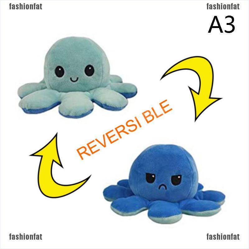 [Iron] Cute Simulation Reversible Octopus Doll Double-sided Flip Plush Toy Kids Gift