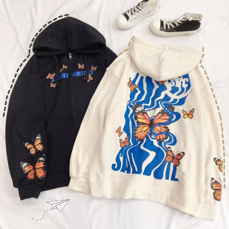 Áo khoác nỉ POXI BƯỚM form rộng unisex (Ảnh thật)