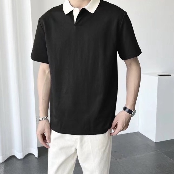 Áo Thun Polo Nam Cổ Bẻ Màu Trơn Đơn Giản Thời Trang Hàn Quốc Cho bigsize áo thun có cổ unisex Simple loose cotton áo thun nam có cổ