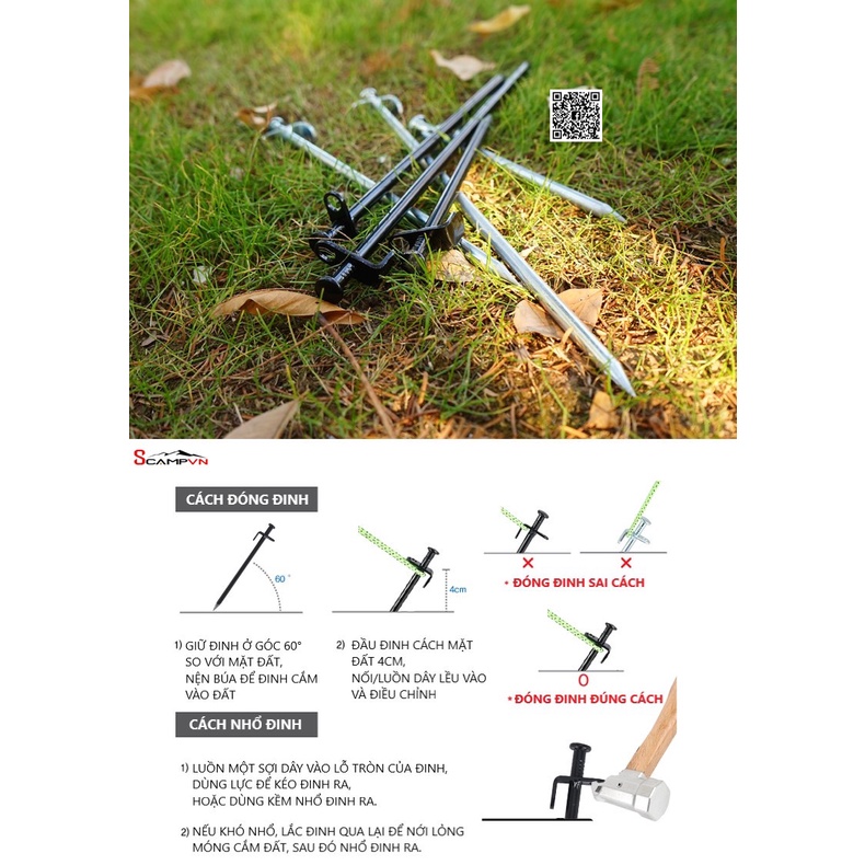 Cọc neo lều / Đinh thép cắm đất dài 30cm CLS cắm trại du lịch dã ngoại