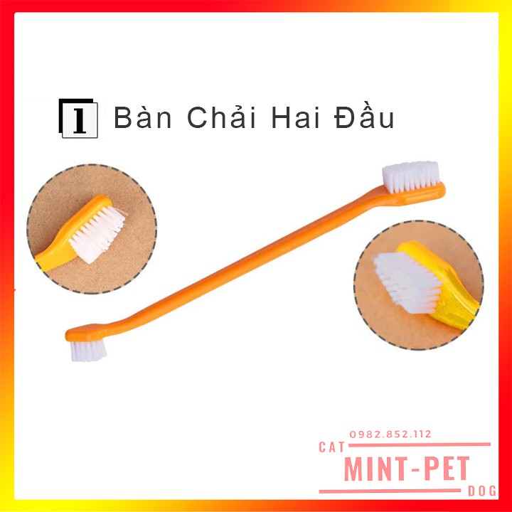 Bộ Kem Đánh Răng Kèm Bàn Chải Cho Chó và Thú Cưng Tuýp 100g #MintPet