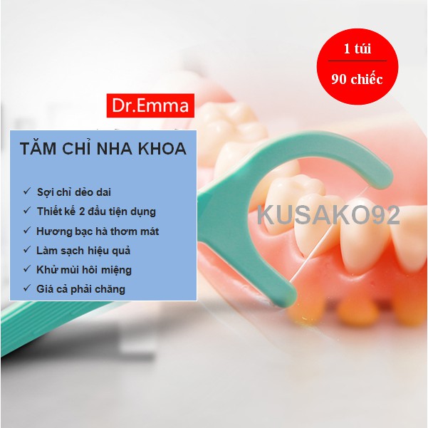 [Mua 3 tặng 1] Tăm chỉ nha khoa DR.EMMA 90 CHIẾC/ Dental floss/ Dental floss pick