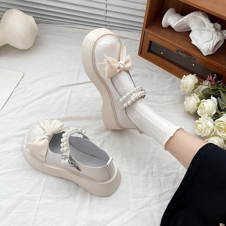 Giày lolita, giày nữ ulzzang GẮN NƠ ĐÍNH NGỌC SIU XINH