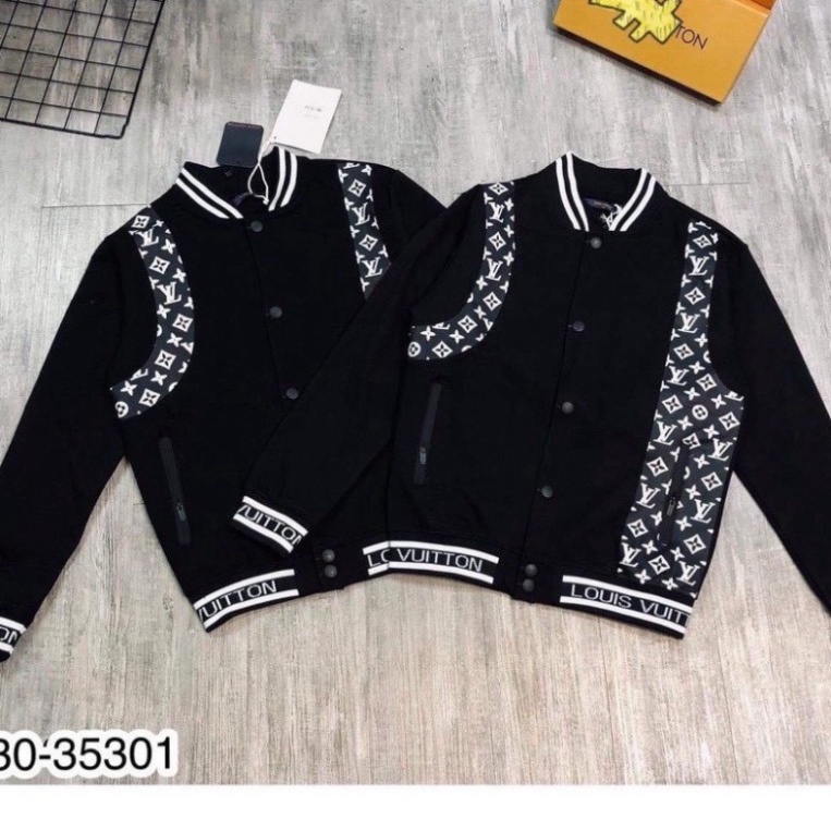 Áo Khoác Lv ,Bomber Lv - Cầu Vai Da Chữ Viền Trắng Hot Trend 2021