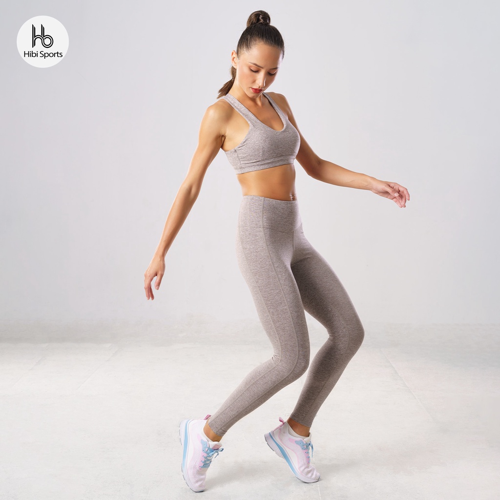 Set đồ tập yoga nữ Hibi Sports H135, áo bra thể thao ba lỗ 2 dây cổ tim, quần lưng cao, kèm mút nâng ngực thumbnail
