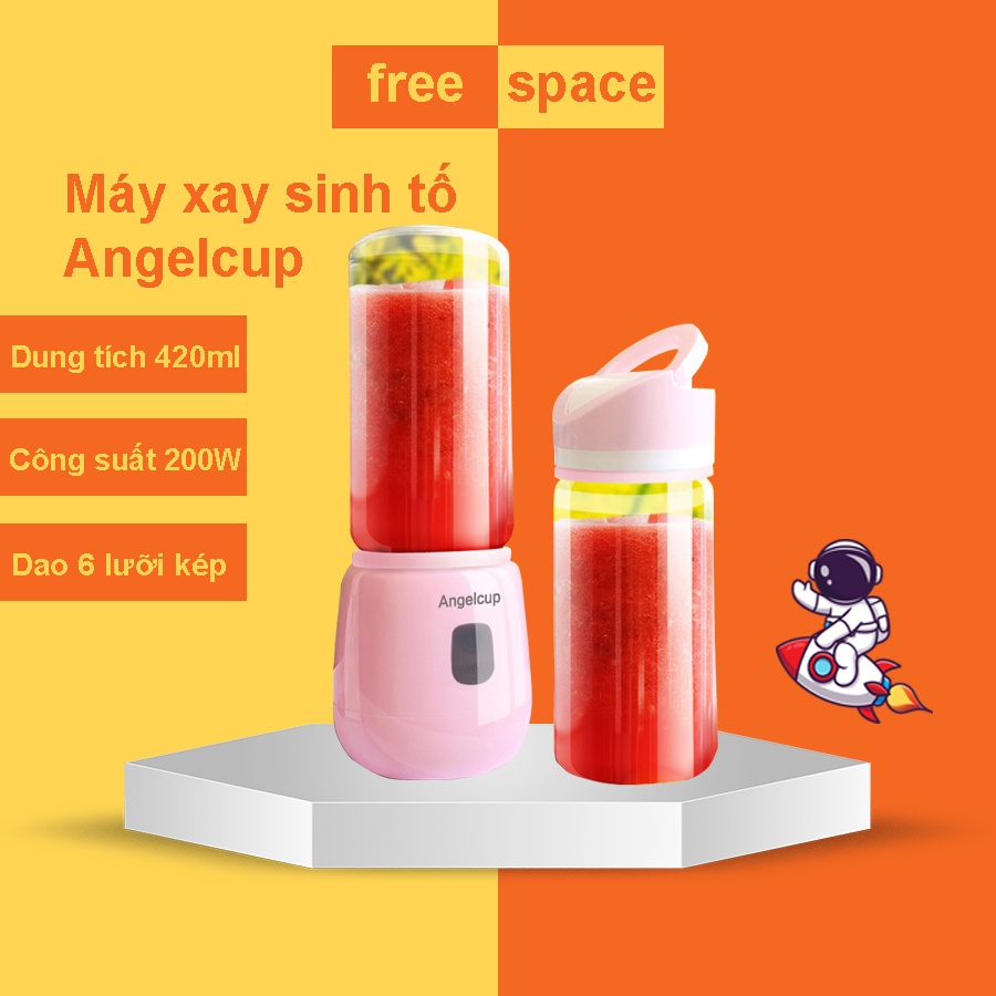 Máy Xay Sinh Tố Mini Máy Xay Đa Năng Angelcup Kèm Bình Thủy Tinh Dung Tích 0.4L