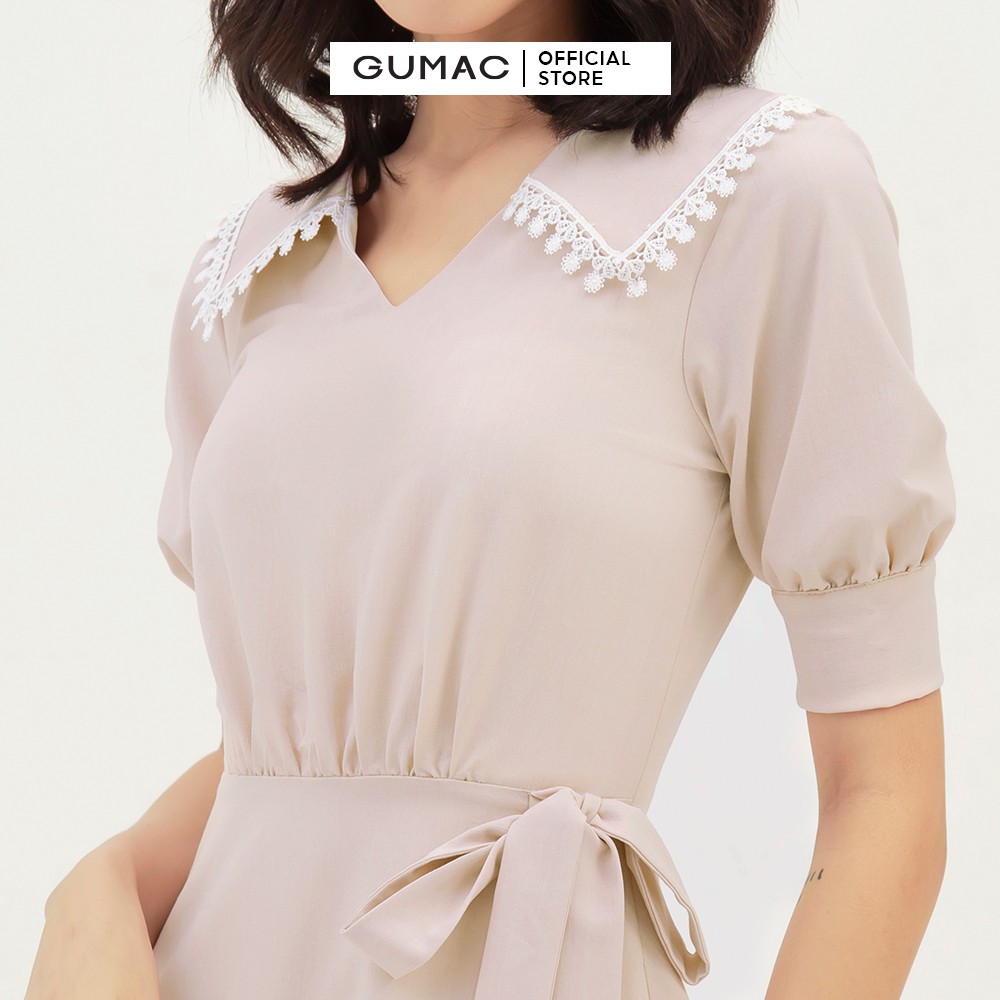 [Mã MABR07062 giảm 8% tối đa 50K đơn từ 249K] Đầm xòe nữ rã tùng cổ ren GUMAC màu hồng, đủ size DB3124 | BigBuy360 - bigbuy360.vn