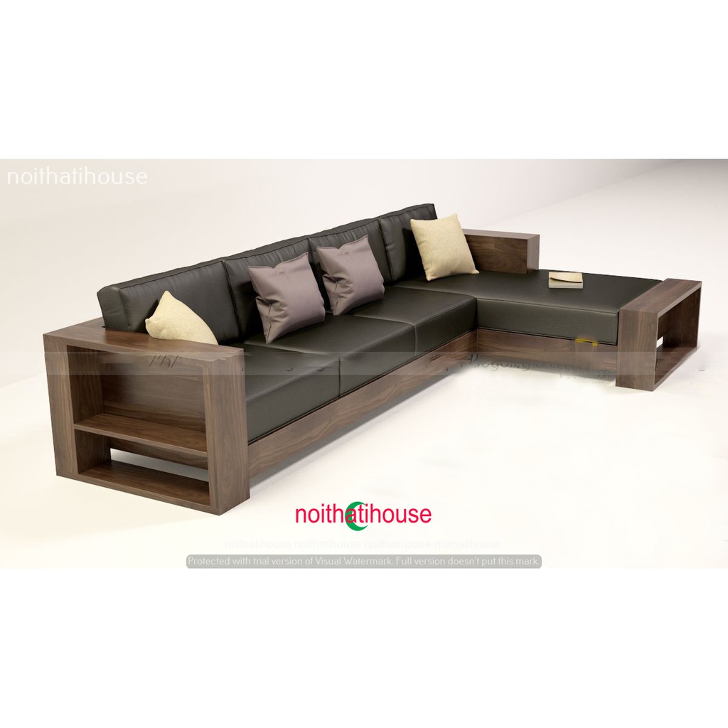 sofa gỗ chữ L - Lựa chọn hoàn hảo với sofa gỗ cho phòng khách vừa