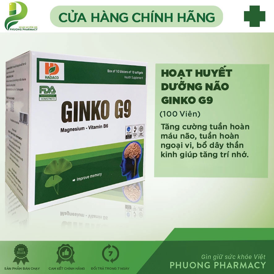 Hoạt Huyết Dưỡng Não Ginko G9 hộp 100 viên