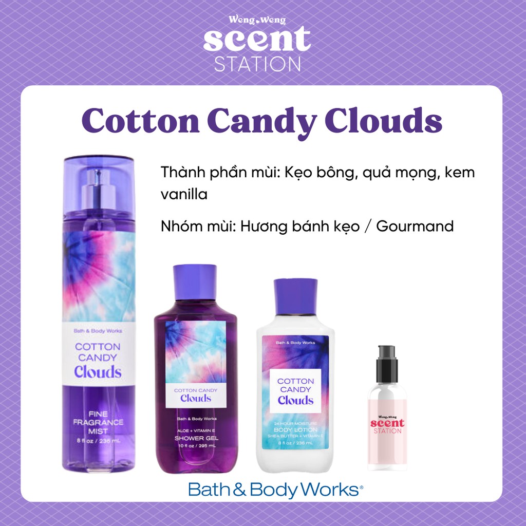 Bộ Sản Phẩm Chăm Sóc Cơ Thể Toàn Diện BBW mùi Cotton Candy Clouds