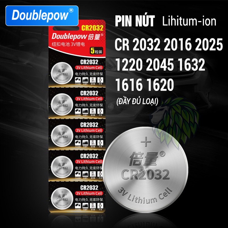 Vỉ 05 pin nút CR 2032 2016 2025 1220 2450 1632 1616 1620 Doublepow dùng thay thế pin remote, đồng hồ, pin cmos, cảm biến