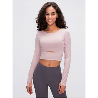 Áo tập thể thao dài tay Lululemon Happy Warrior Cropped Long Sleeve - Áo tập thể thao Lulu không logo