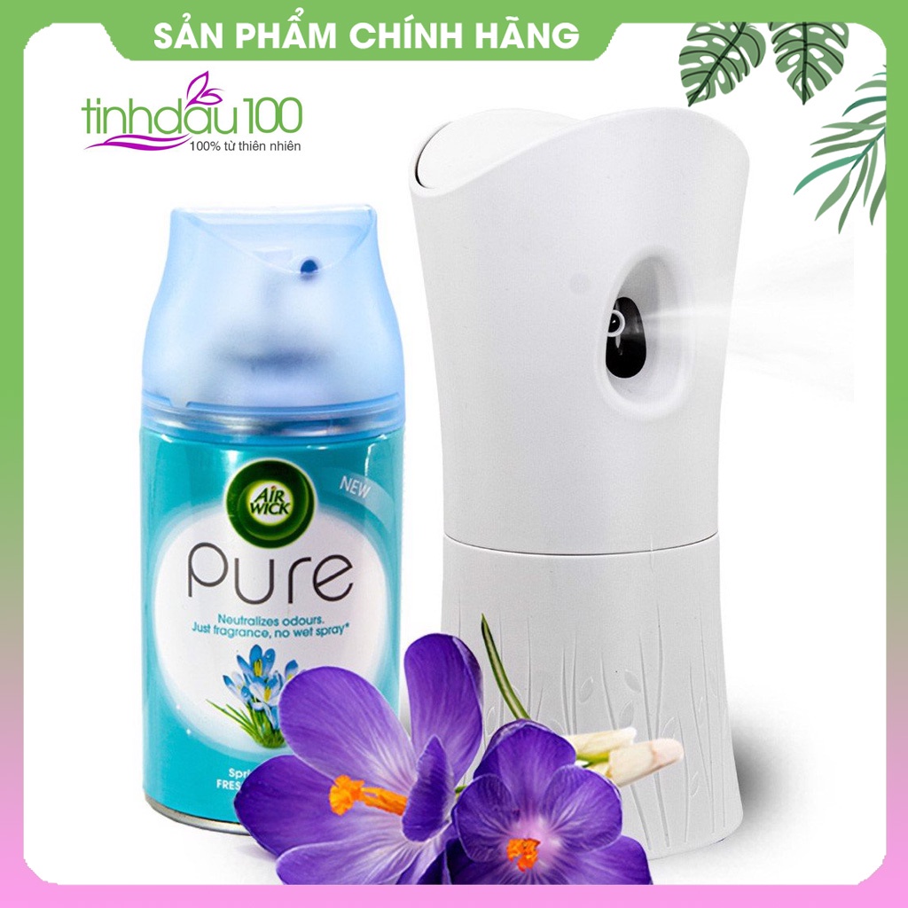 Máy xịt phòng tự động Airwick thơm phòng chạy bằng pin. Tặng bình tinh dầu thơm 250ml. Bảo hành 1 năm Tinh Dầu 100 Shop