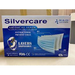 Khẩu trang silvercare hộp 50 cái 4 lớp màu trắng