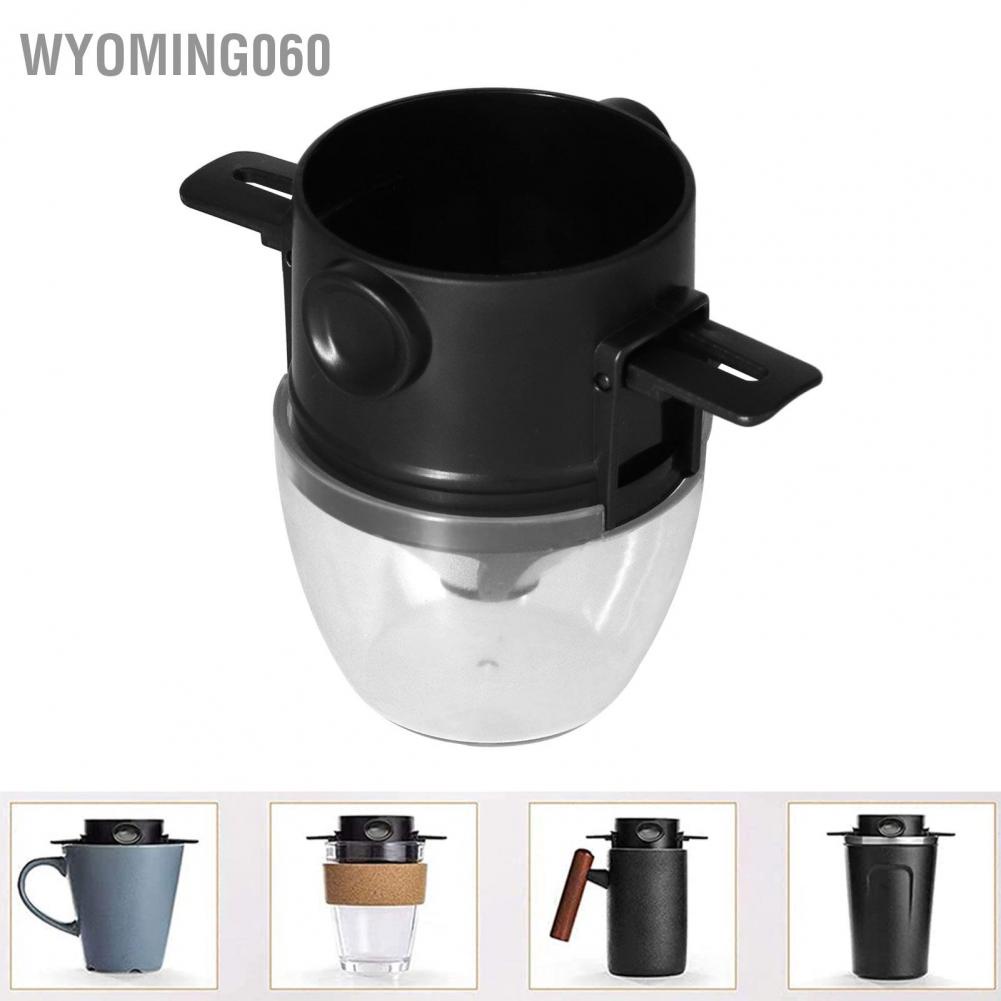 Wyoming060 304 Stainless Steel Coffee Filter with Transparent Plastic PP Cup Portable Dripper for Outdoor