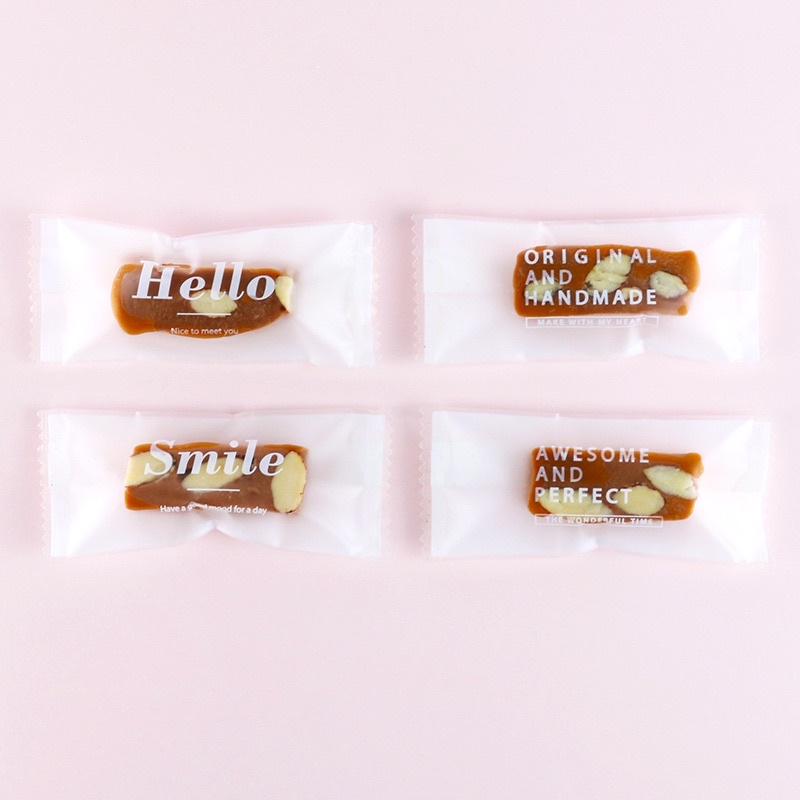 set 100 vỏ túi kẹo nougat mẫu hoa xanh trắng