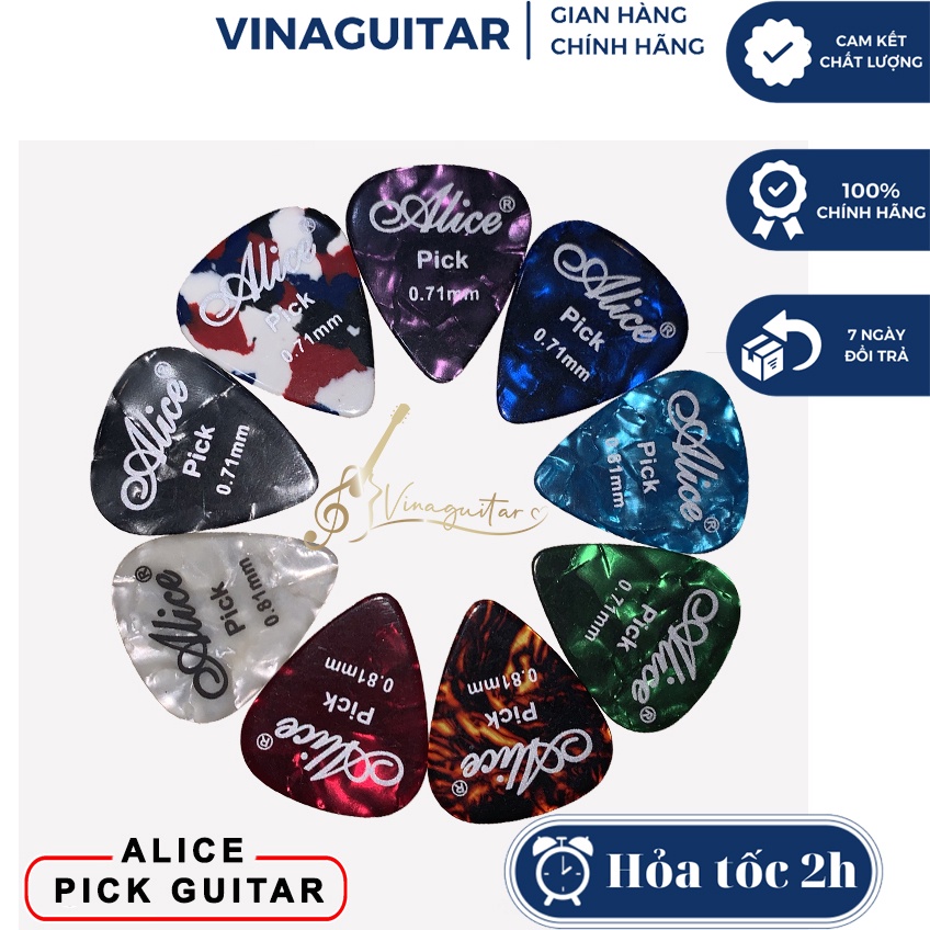 Pick Móng Phím gảy đàn guitar Alice các cỡ chính hãng các cỡ Pick Alice 0.46 - 0. 71- 0.81 - 0.96- 1.2 - 1.5