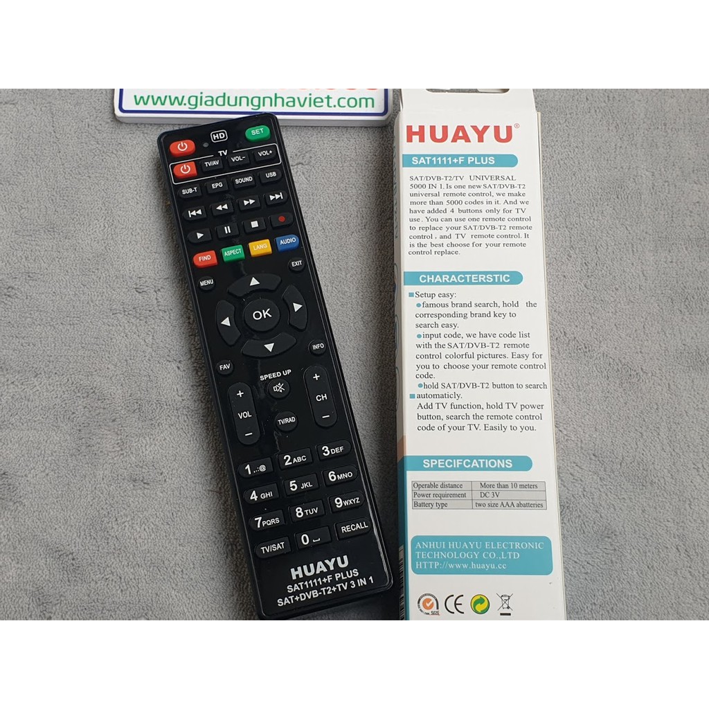 Điều khiển đa năng đầu kỹ thuật số DVB-T2 SAT TV Huayu SAT1111