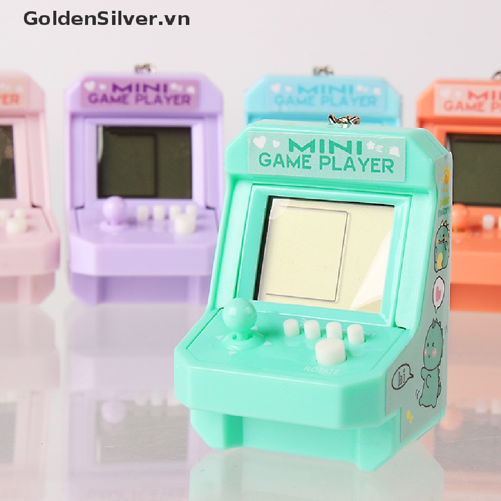 Máy Chơi Game Cầm Tay Mini Màu Vàng Bạc Kèm Móc Khóa Cho Bé