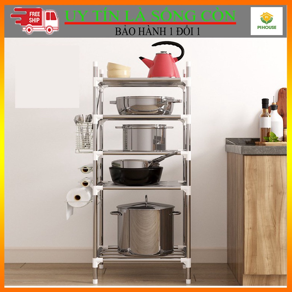 Kệ để xoong nồi 5 tầng inox không gỉ tiện dụng cho không gian bếp gọn gàng sạch sẽ