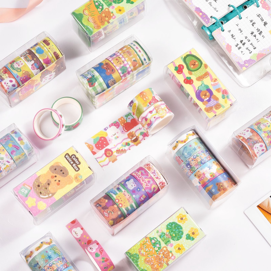 Set 4 - 5 Băng Keo Giấy Washi Tape Cuộn Cute Daily Series Phong Cảnh