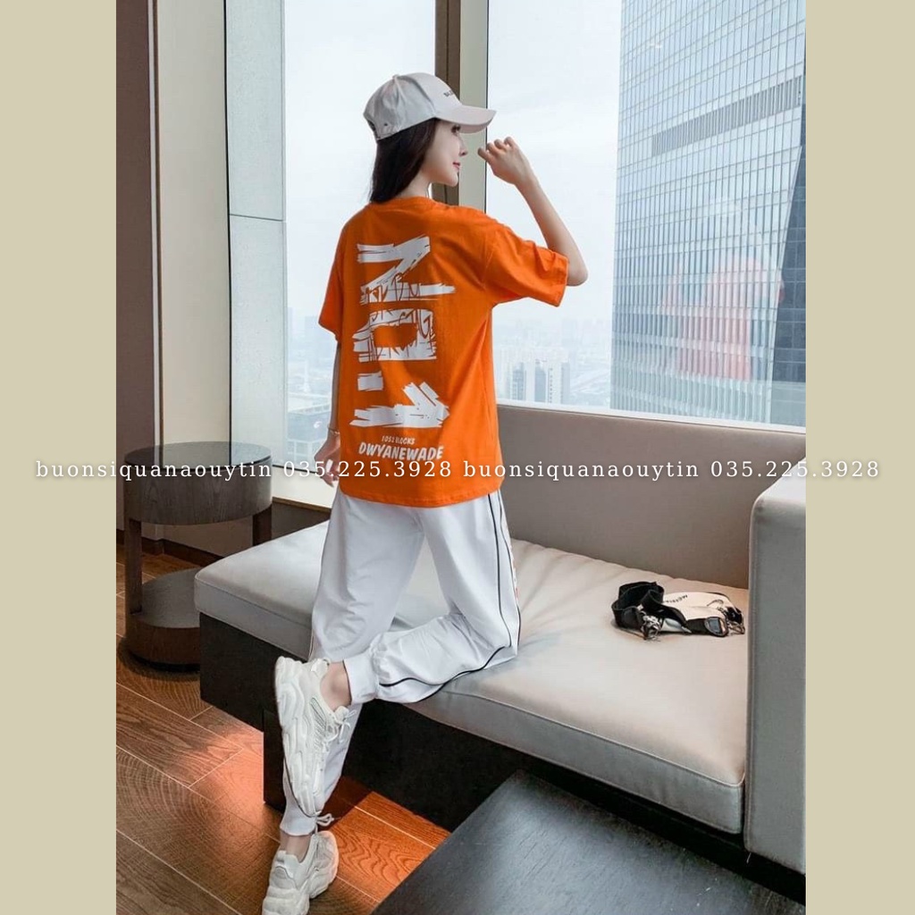 Set bộ thể thao nữ cá tính áo phông Quần Jogger Bo Gấu 114