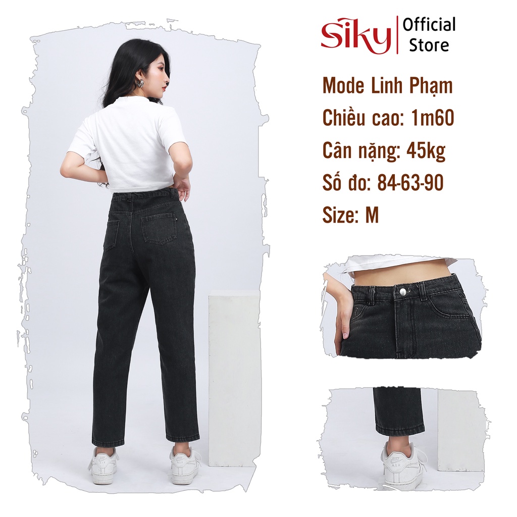 Quần jean nữ SIKY dáng baggy cạp cao chất denim 213