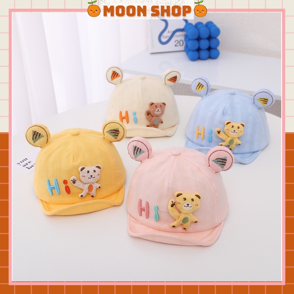 Mũ Lưỡi Trai Thêu Hình Gấu Đáng Yêu Cho Bé Từ 6 Tháng Đến 2 Tuổi Vòng Đầu 48 - 50cm