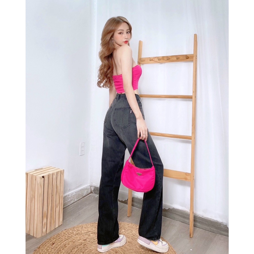 Quần Jeans Baggy Lưng Cao Ống Suông, Quần Jeans Baggy Nữ Ống Rộng, Quần Jeans Baggy Nữ Cạp Cao Ống Rộng