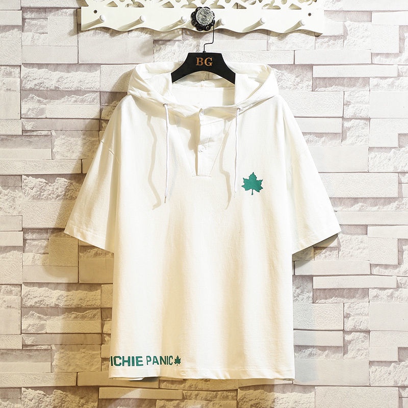 Áo hoodie ngắn tay dáng rộng thời trang mùa hè dành cho nam
