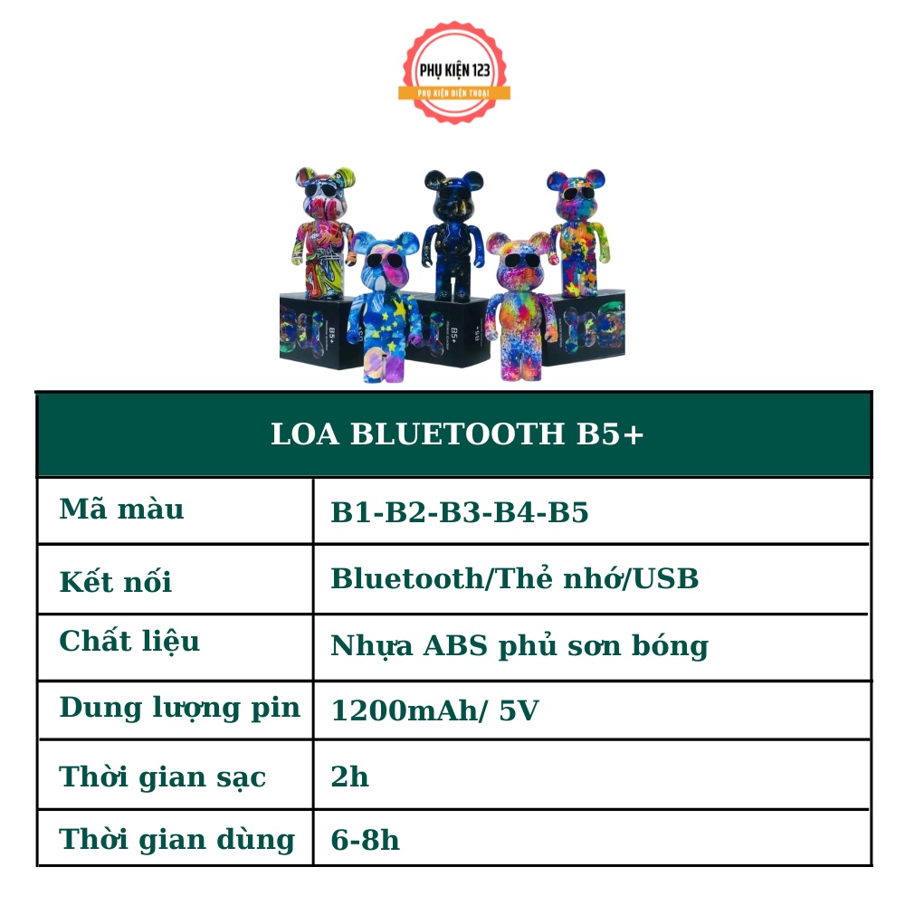 Loa nghe nhạc bluetooth mini B5+  tích hợp thẻ nhớ USB dùng cho vi tính máy tính laptop điện thoại-Phụ Kiện 123
