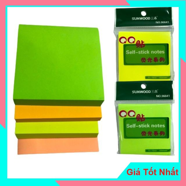 Giấy Nhớ Màu, Giấy Note Cao Cấp 3x3 Sunwood 96641 - Chất Lượng Cao, Độ Bám Dính Lâu Bền Trên Nhiều Chất Liệu