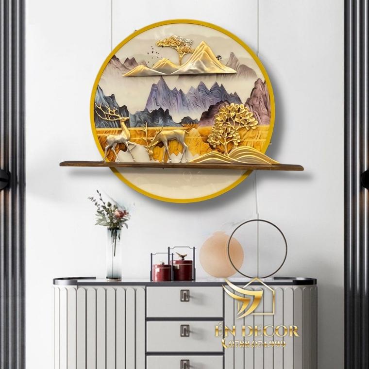 Tranh Phong Cảnh Treo Tường Đôi Hươu Nghệ Thuật, Tranh Sắt TD28 Én Decor