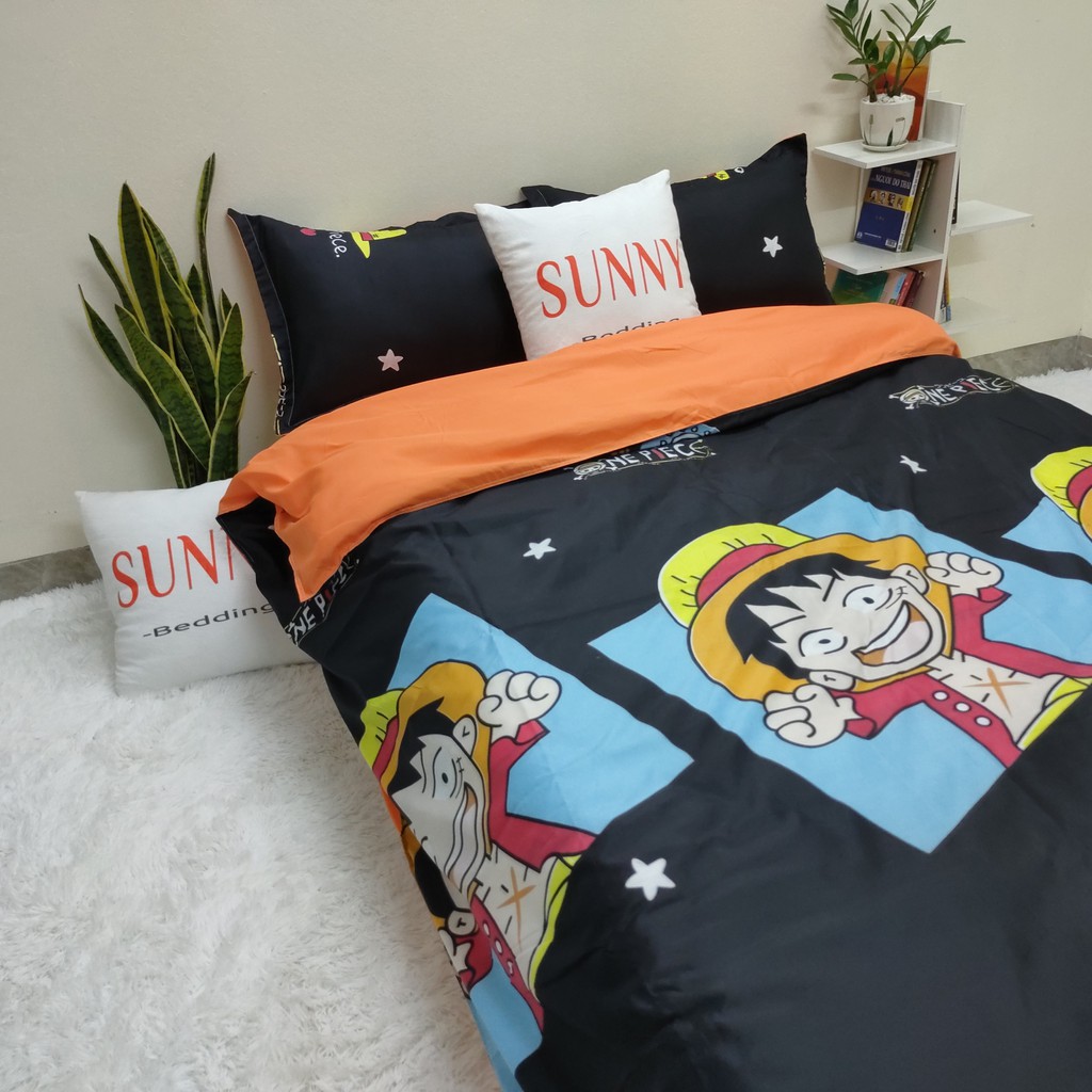 Bộ Chăn Ga Gối SUNNY Bedding Mẫu One Piece Luffy Cho Nệm (Drap) M2,M4,M6,M8,2m2 (Freesize)