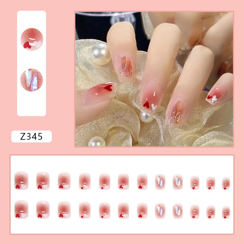 Móng tay giả thời trang Z321-Z360 false nail 24 miếng kèm keo nailbox không thấm nước có thể tháo rời