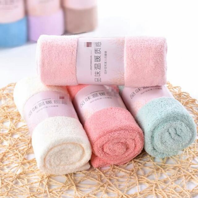 khăn mặt màu trơn , khăn lau mặt Hàn Quốc lông cừu sợi cotton siêu mềm