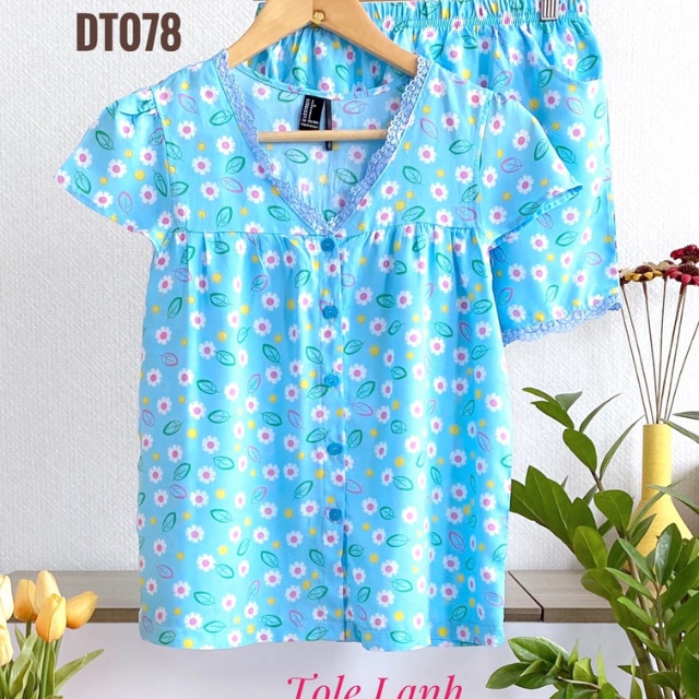 Đồ Bộ Nữ Mặc Nhà LUCKY Ngắn Cổ Tim Dể Thương Vải Mềm Mát