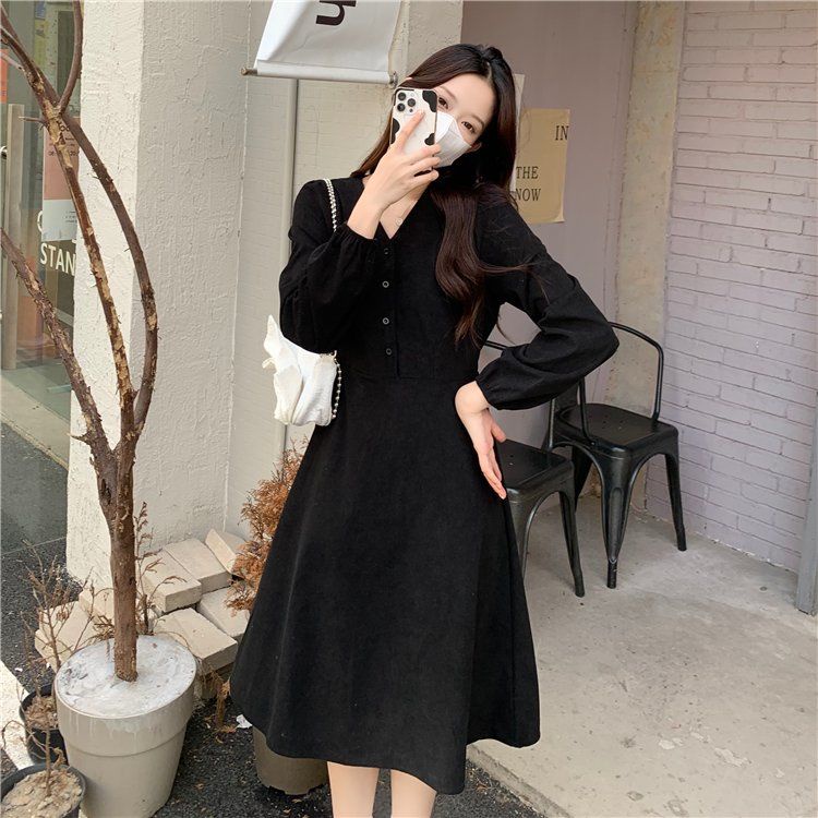 Đầm cổ chữ V thắt nơ eo thời trang nữ tính