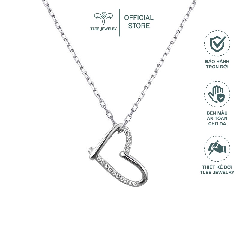 Dây chuyền bạc nữ TLEE tim chéo nạm đá cao cấp TleeJewelry D0121