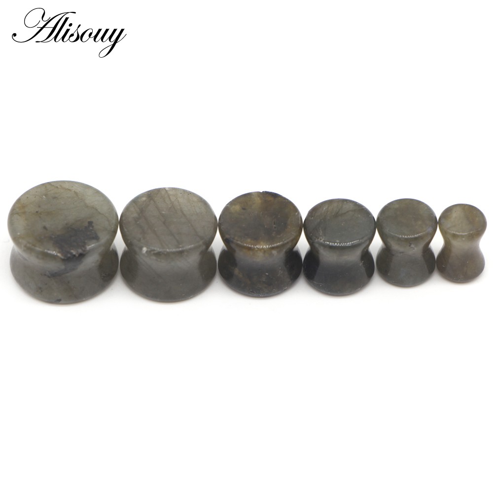 Alisouy Set 2 Khuyên Nong Tai Bằng Đá Tự Nhiên 6mm - 16mm Cá Tính