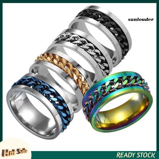 Nhẫn đính hôn phối dây xích xoay được bằng thép titan dành cho bạn nam SUNL01