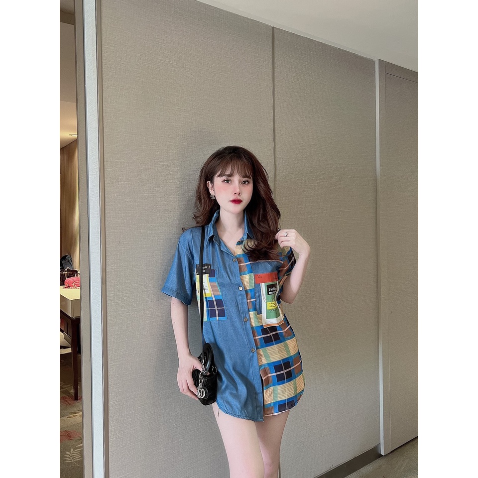 Áo sơ mi denim nữ thiết kế cảm giác thích hợp chiều dài trung bình hàng đầu 2022 -kẻ sọc áo sơ mi rộng rãi - áo khoác