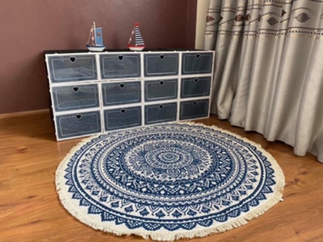 Thảm tròn trải sàn hoạ tiết Vintage thổ cẩm- Hàng loại 1 đảm bảo chất lượng