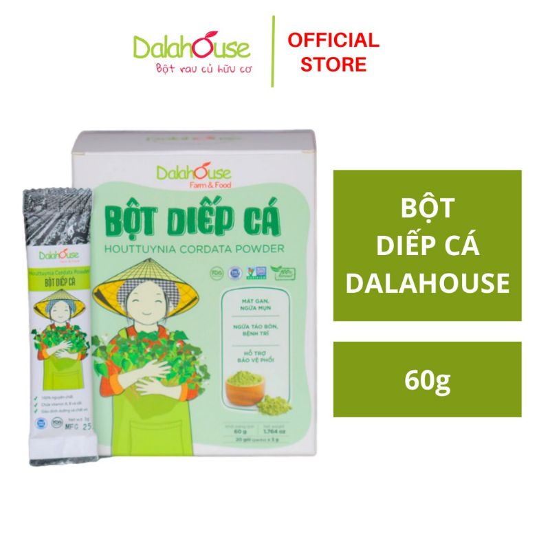 Bột Diếp Cá / Dấp cá  DALAHOSE nguyên chất sấy lạnh hộp 60gr (20 gói×3g)