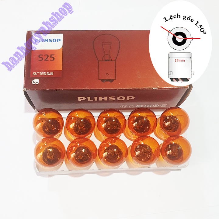 Bóng Đèn Xi Nhan Ô Tô Màu Vàng 1 Tóc Chân Cài Lệch 24V 21W