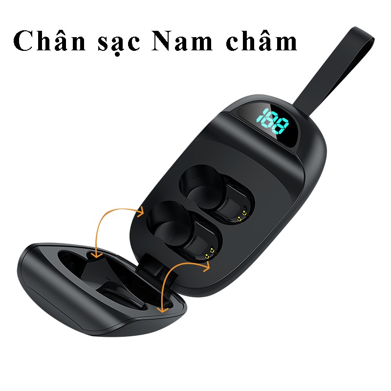 Tai Nghe Bluetooth nhét tai True wireless PKCB Hộp sạc màn hình LED - Hàng Chính Hãng
