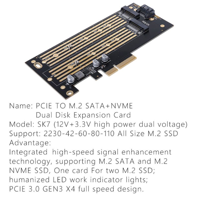 Thẻ Chuyển Đổi NAMA M.2 NVMe SSD Sang PCIe 3.0 X4 X8 X16 32Gbps SSD PCI